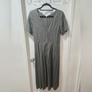 VETTA Capsule Short Sleeve Green Button Down Tencel Midi Dress Small Boxy Girly